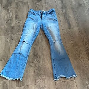 YMI VINTAGE Light Blue Distressed Flare Jeans